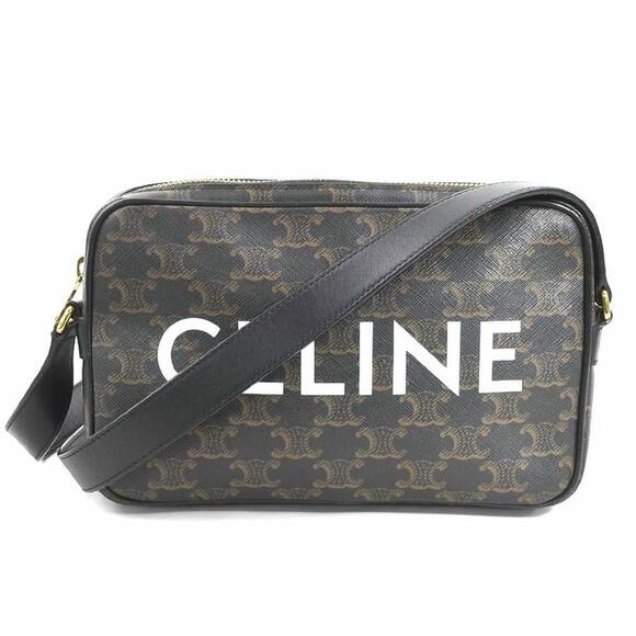 CELINE Black Coated Canvas Shoulder Bag - Picture 1 of 5